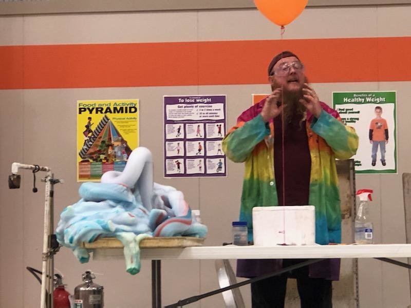 Dr. Jim Pennington of Texas A&amp;M presented the Chemistry Road Show for the Mineola Memorial Library last week.