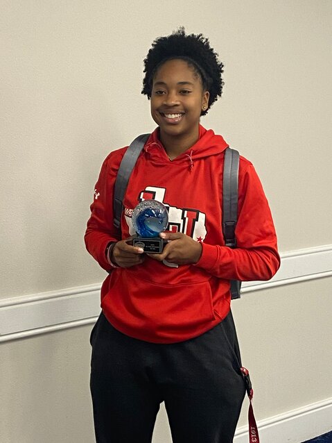 Sabria Dean was honored on reaching the 1,000-point milestone during her Lamar University basketball career.